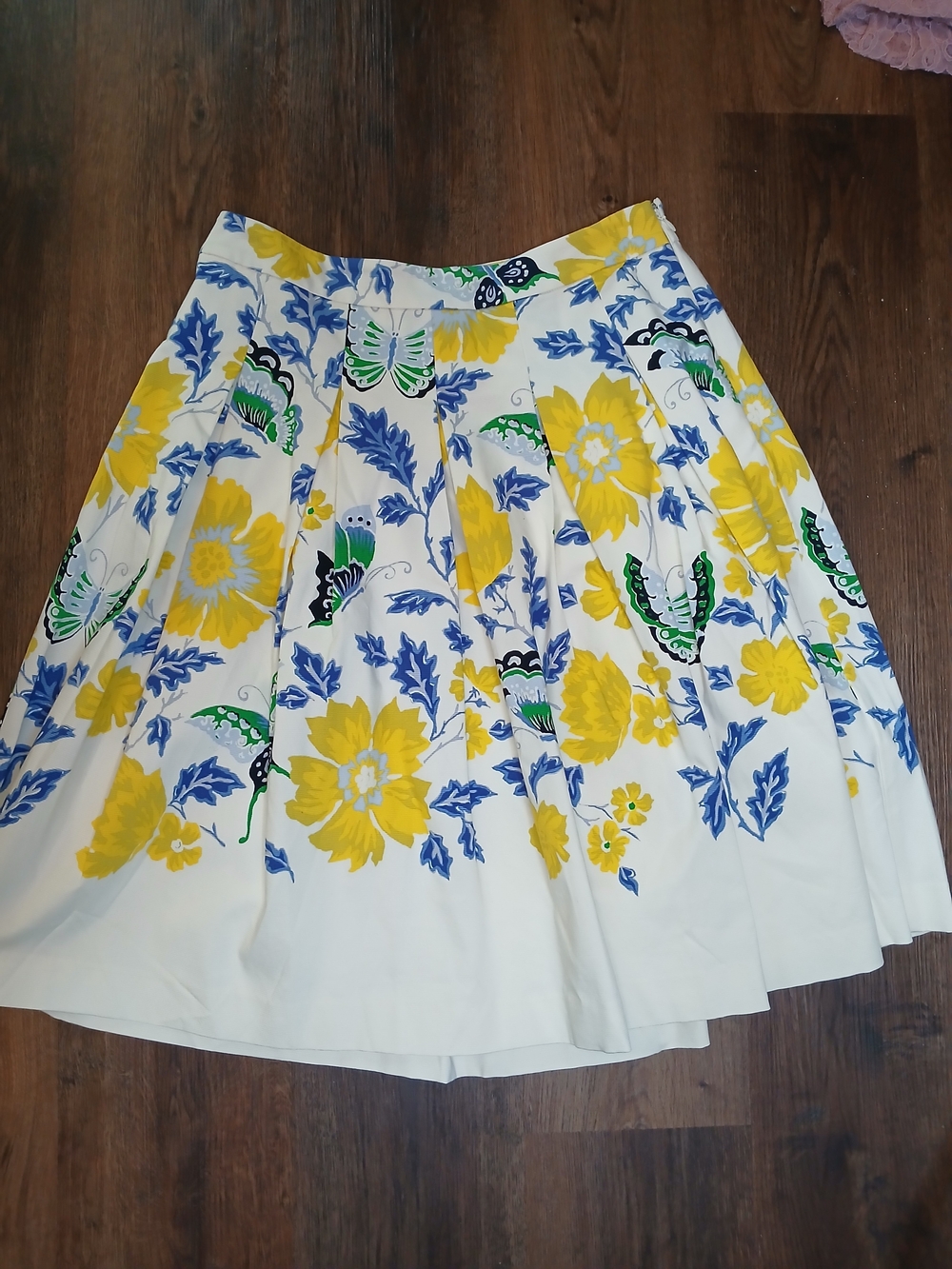 RSVP by Talbots Women Size 8 Yellow/Butterfly Floral Fit+Flare Skirt